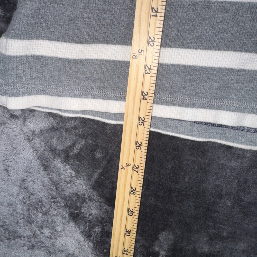 American Eagle Outfitters Mens Medium‎ Grey White Striped Thermal Waffle Hoodie - Picture 14 of 14